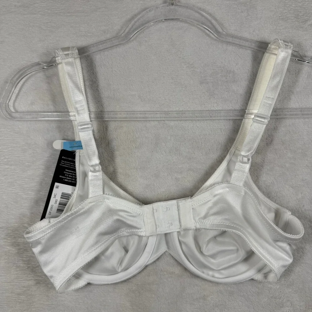Bali Lift Underwire Bra White 34C Silky Smooth Cushioned Straps DF3353 NEW